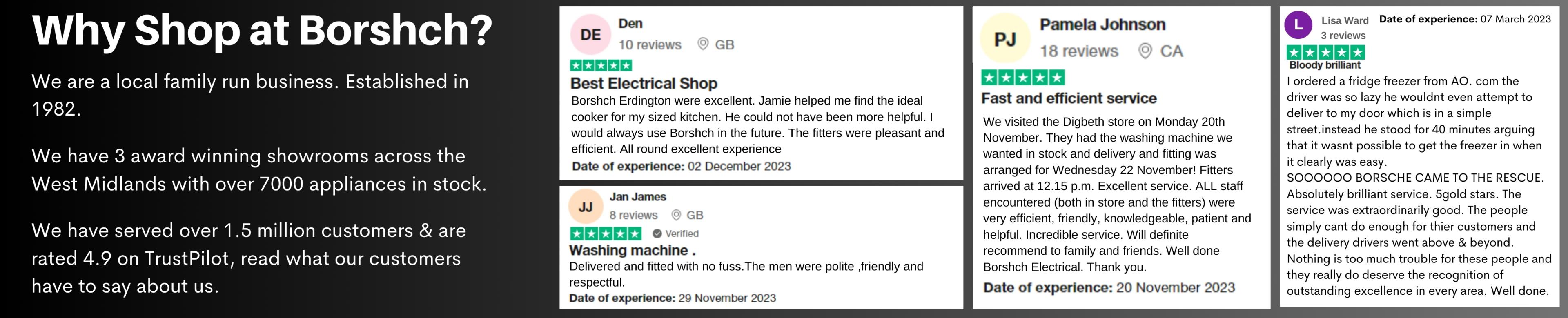 Borshch Electric. New, graded and exdisplay appliances. Birmingham