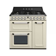 Smeg TR93P Smeg 90Cm 'Victoria' Traditional Dual Fuel Cooker, Gas Hob, Cream