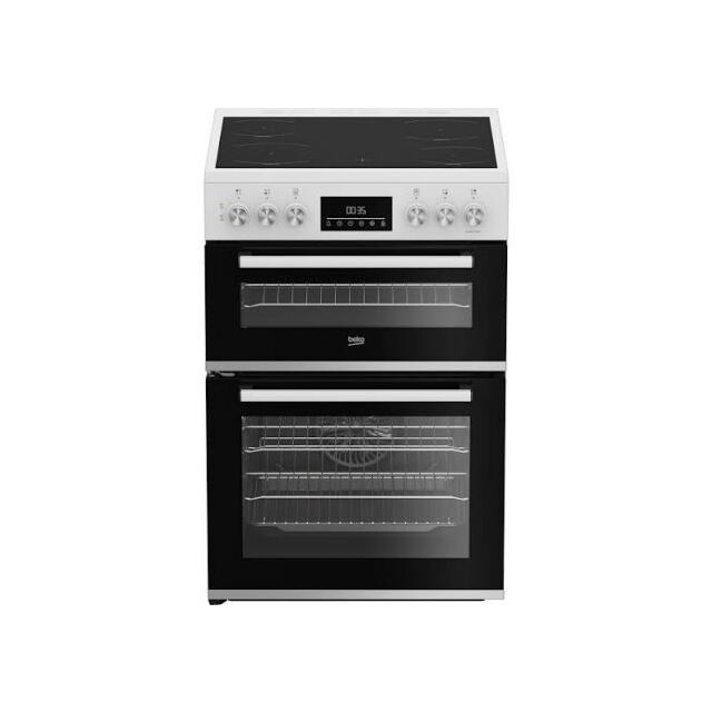 Beko EDC6731W 60Cm Double Oven Electric Cooker With Vitroceramic Hob