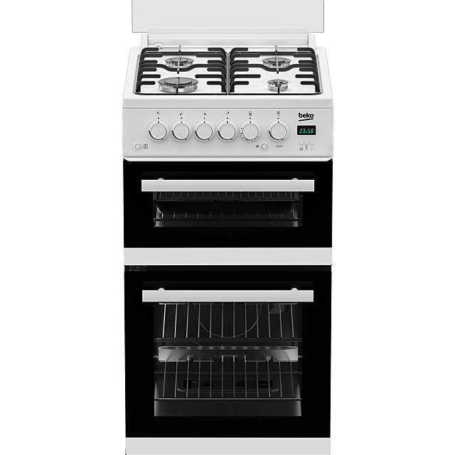 Beko EDG507W 50Cm Twin Cavity Gas Cooker