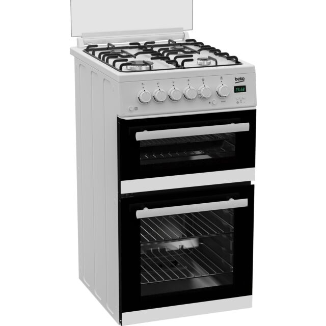 Beko EDG507W 50Cm Twin Cavity Gas Cooker