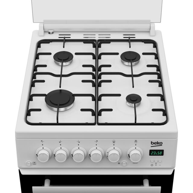 Beko EDG507W 50Cm Twin Cavity Gas Cooker