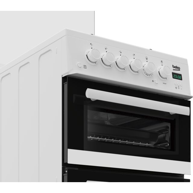 Beko EDG507W 50Cm Twin Cavity Gas Cooker