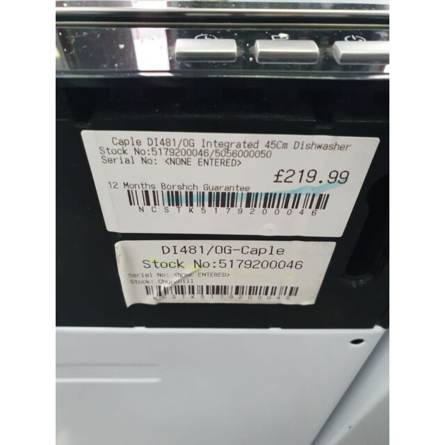 Caple DI481/OG Integrated 45Cm Dishwasher