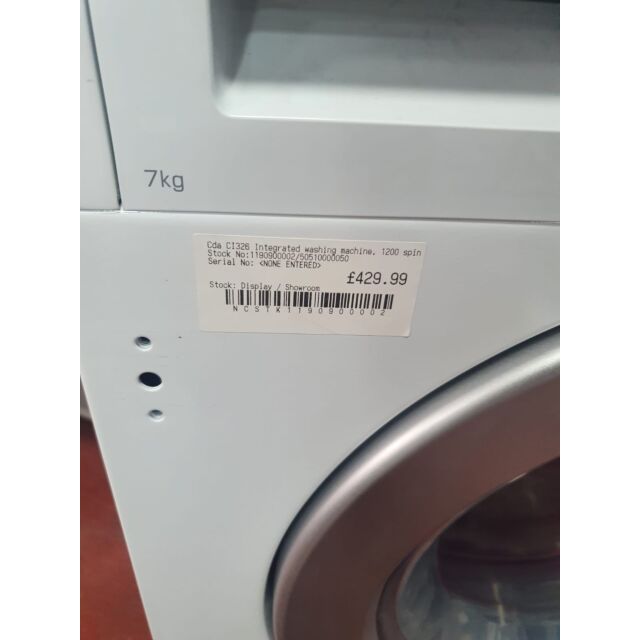 Cda CI326 Integrated washing machine, 1200 spin speed, 7kg wash load