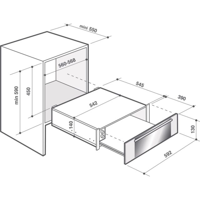 De Dietrich DWD7400B Premium 14Cm Warming Drawer Black