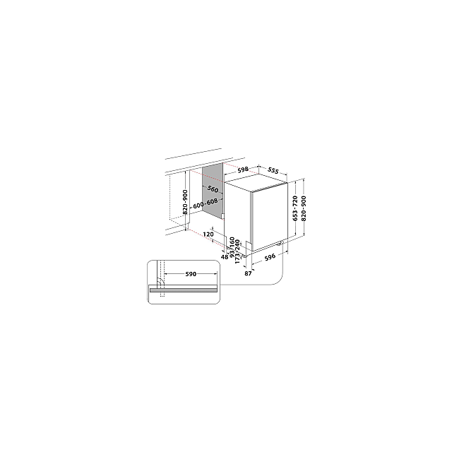 Hotpoint HIC3C26W/R Fully Integrated Standard Dishwasher