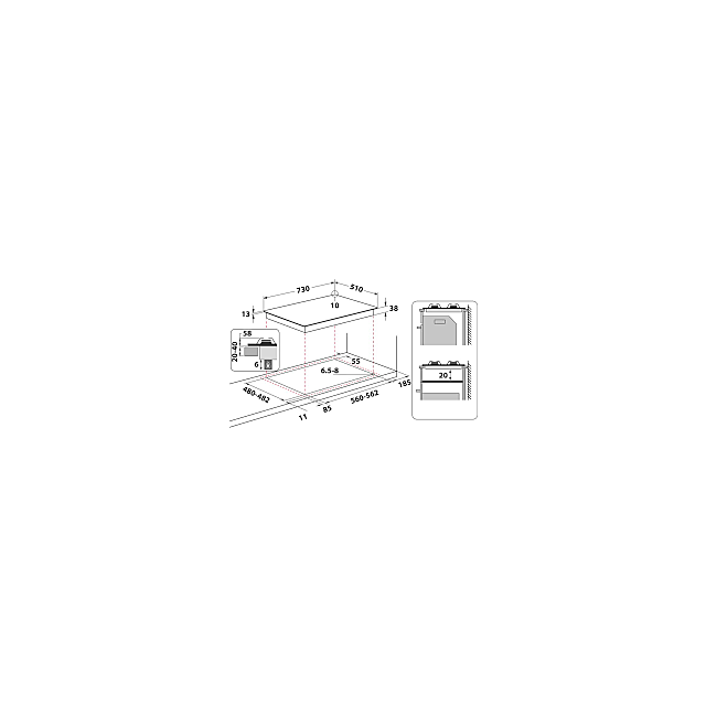 Hotpoint PPH75PDFIX/R 75Cm Gas Hob