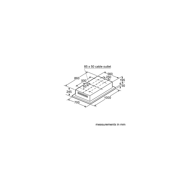 Neff I90CN48W0 Ceiling Cooker Hood 100 Cm White With Led Backlit Glass Panel