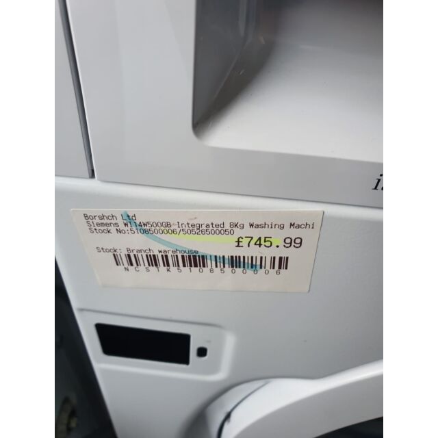 Siemens WI14W500GB Integrated 8Kg Washing Machine With 1400 Rpm 
