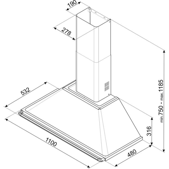 Smeg Uk KT110GRE Victoria 110Cm Chimney Hood