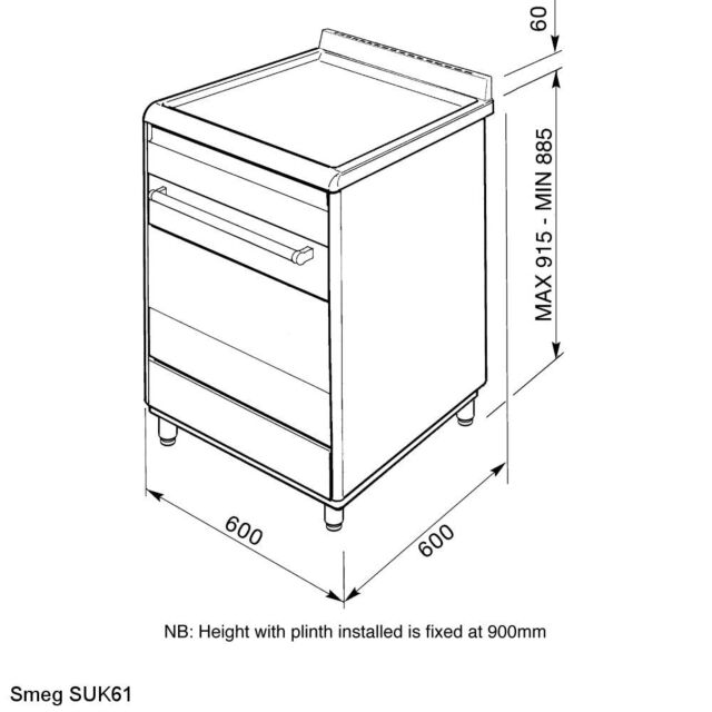Smeg Uk SUK61PX8 60cm Dual Fuel Cooker