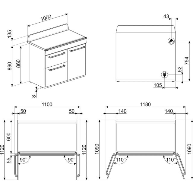 Smeg Uk TR103GR 100Cm Victoria Dual Fuel Range Cooker