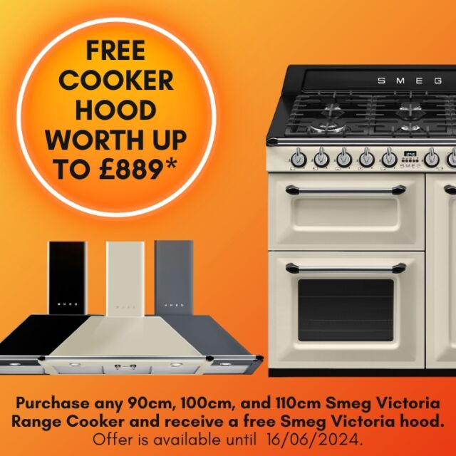 Smeg TR103P Victoria 100Cm Dual Fuel Range Cooker Cream