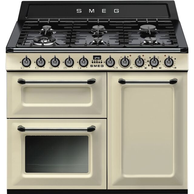 Smeg TR103P Victoria 100Cm Dual Fuel Range Cooker Cream