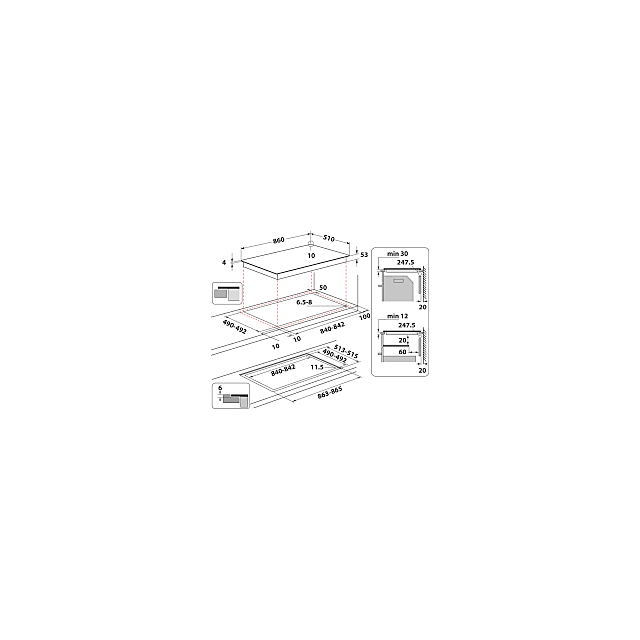 Whirlpool SMP9010C/NE/IXL/R 86Cm Induction Hob