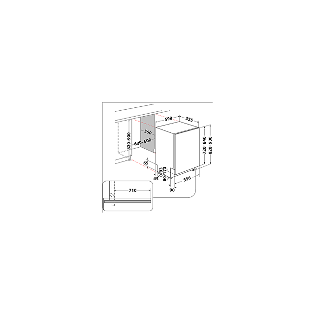 Whirlpool W7IHF60TUS/R 60Cm Integrated Dishwasher