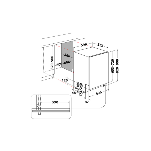 Whirlpool WIC3C26N/R Integrated Dishwasher
